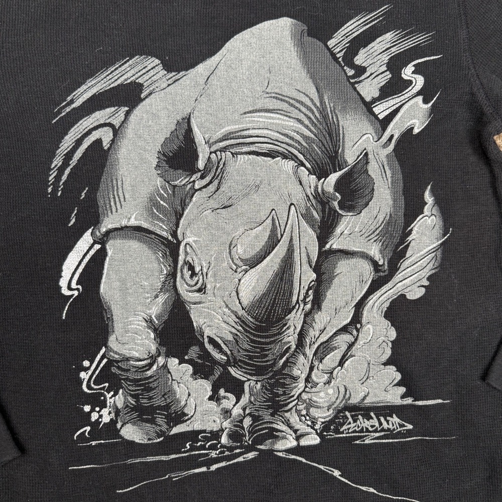 Ecko Unltd Rhino Size M Graphic Thermal Long Sleeve Shirt‎ Black Streetwear Y2K